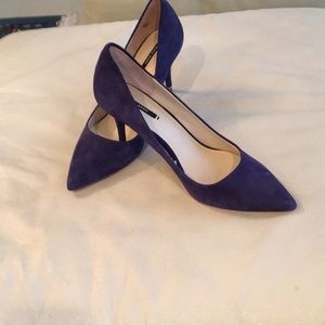 Zara blue suede high heel pumps